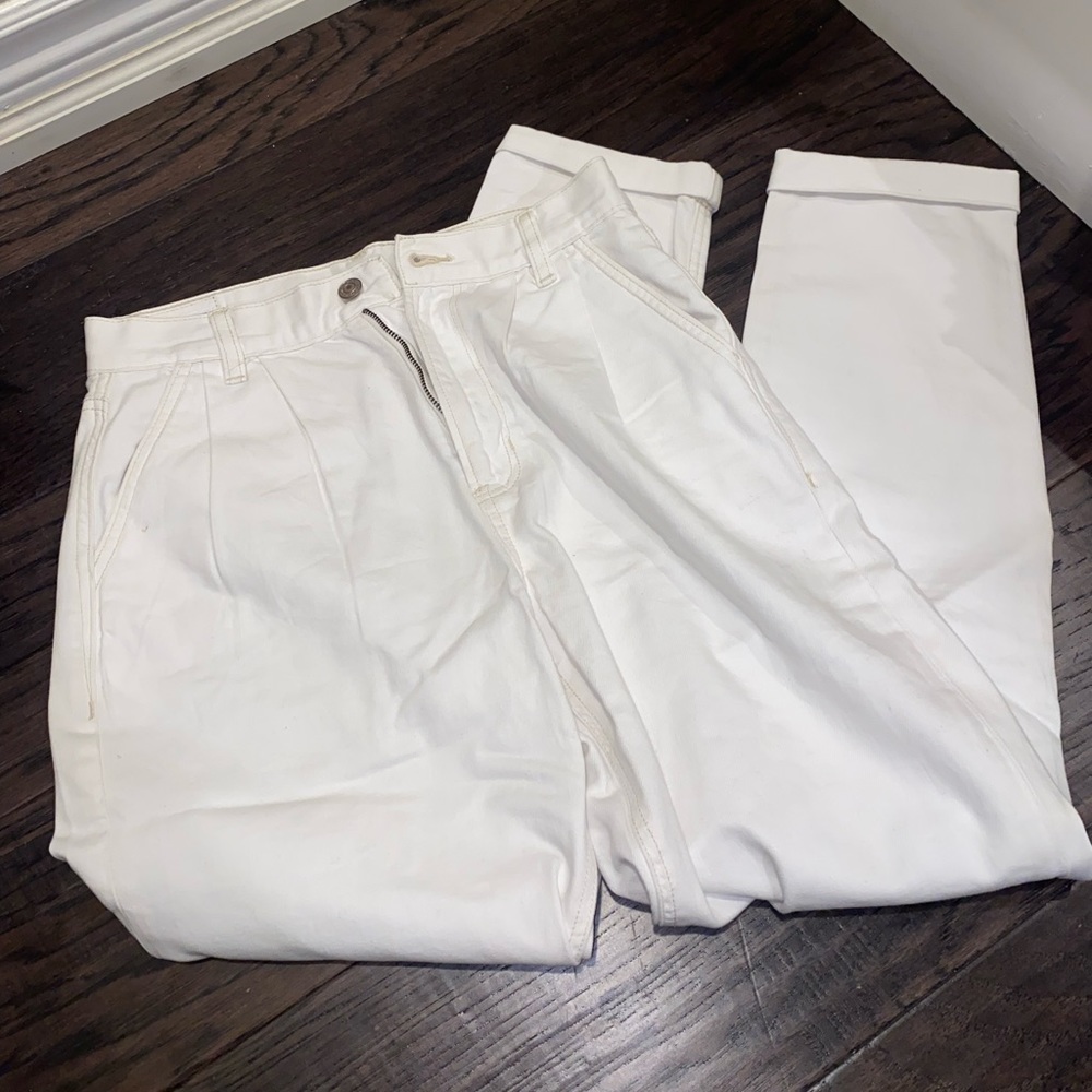 White straight leg jeans